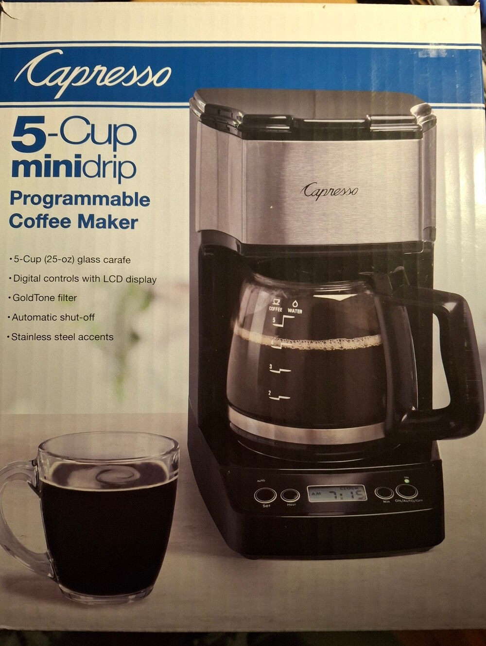 Capresso 5-Cup minidrip Programmable Coffee Maker 25 oz Glass Carafe LCD